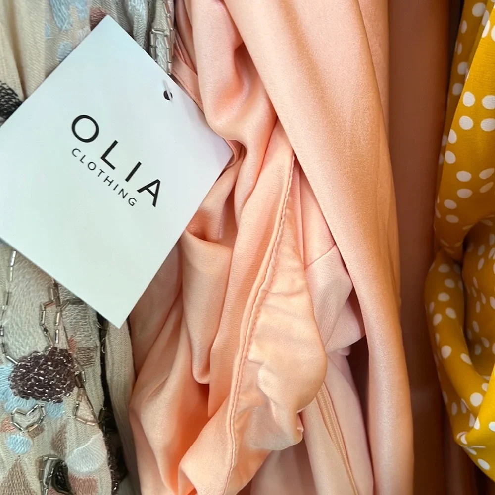 Peach Satin MIDI Dress - Picture 8 of 9